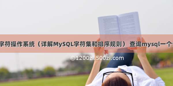 MySQL中字符操作系统（详解MySQL字符集和排序规则） 查询mysql一个分区数据库