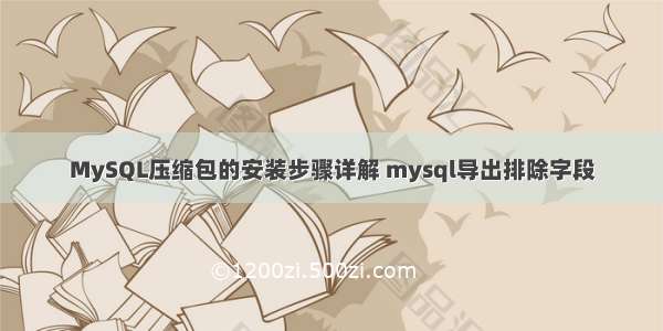 MySQL压缩包的安装步骤详解 mysql导出排除字段