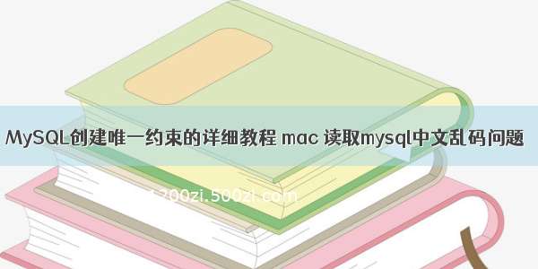 MySQL创建唯一约束的详细教程 mac 读取mysql中文乱码问题