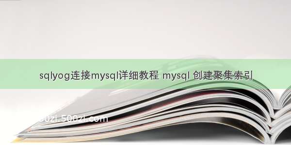 sqlyog连接mysql详细教程 mysql 创建聚集索引