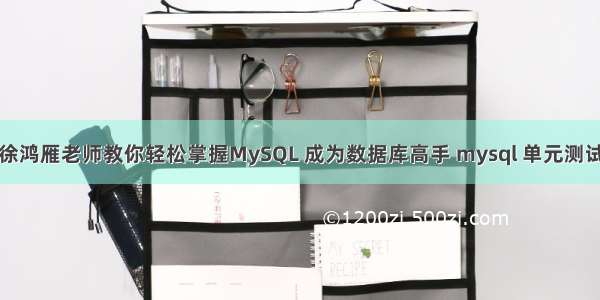 徐鸿雁老师教你轻松掌握MySQL 成为数据库高手 mysql 单元测试