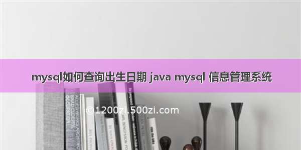 mysql如何查询出生日期 java mysql 信息管理系统