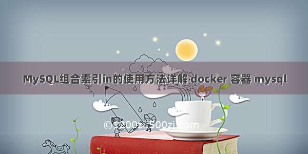 MySQL组合索引in的使用方法详解 docker 容器 mysql