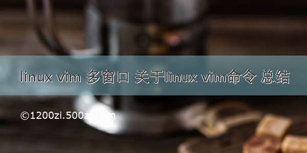 linux vim 多窗口 关于linux vim命令 总结