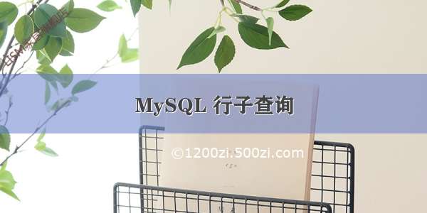 MySQL 行子查询