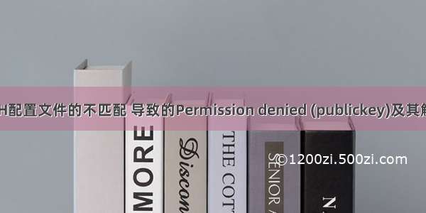 由于SSH配置文件的不匹配 导致的Permission denied (publickey)及其解决方法
