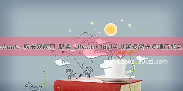 ubuntu 网卡双网口 配置_Ubuntu 18.04 设置多网卡多端口聚合
