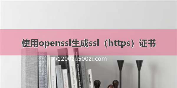 使用openssl生成ssl（https）证书