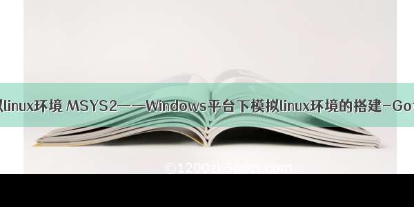 在windows上模拟linux环境 MSYS2——Windows平台下模拟linux环境的搭建-Go语言中文社区...