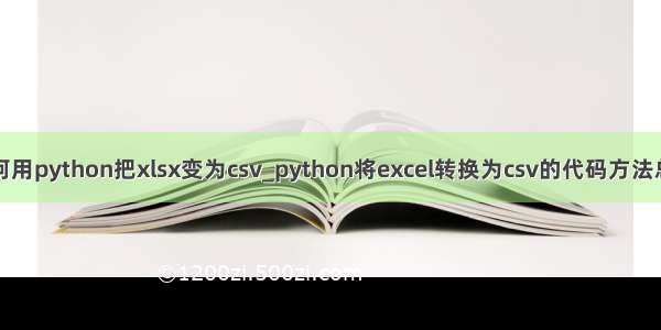 如何用python把xlsx变为csv_python将excel转换为csv的代码方法总结