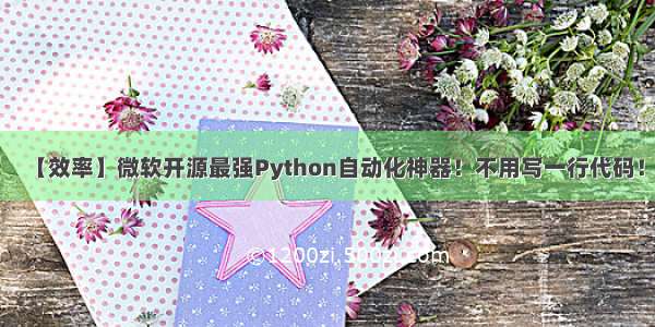 【效率】微软开源最强Python自动化神器！不用写一行代码！