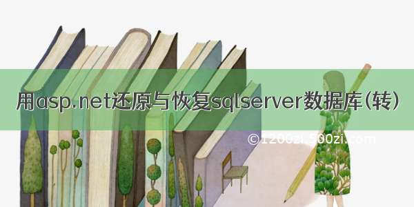 用asp.net还原与恢复sqlserver数据库(转)