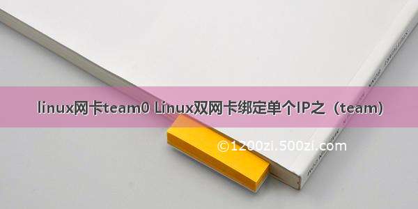 linux网卡team0 Linux双网卡绑定单个IP之（team）