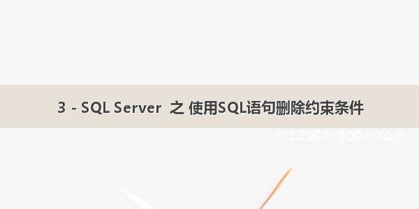 3 - SQL Server  之 使用SQL语句删除约束条件