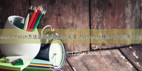 python中match方法返回字符串的长度_Python re模块与正则表达式详解