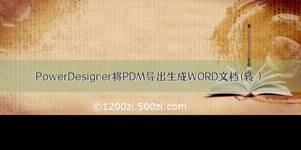 PowerDesigner将PDM导出生成WORD文档(转）