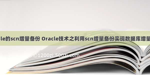 oracle的scn增量备份 Oracle技术之利用scn增量备份实现数据库增量恢复