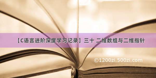 【C语言进阶深度学习记录】三十 二维数组与二维指针