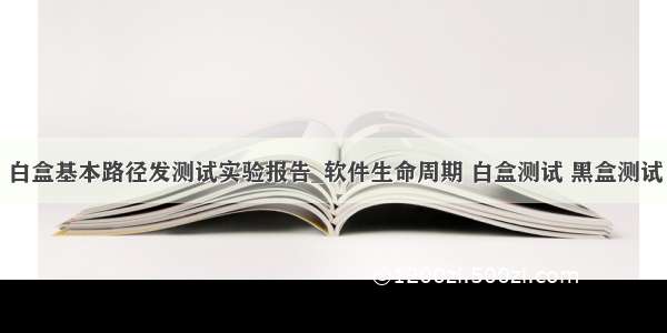 白盒基本路径发测试实验报告_软件生命周期 白盒测试 黑盒测试