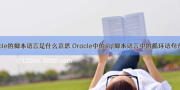 oracle的脚本语言是什么意思 Oracle中的sql脚本语言中的循环语句介绍