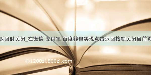 h5页 点击返回时关闭_在微信 支付宝 百度钱包实现点击返回按钮关闭当前页面和窗口...