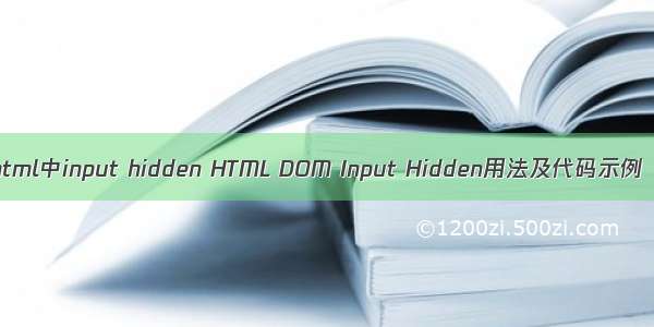 html中input hidden HTML DOM Input Hidden用法及代码示例