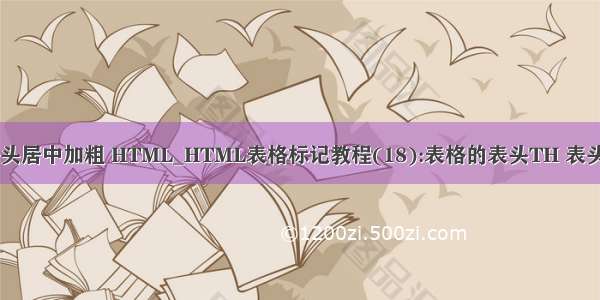 html表格的表头居中加粗 HTML_HTML表格标记教程(18):表格的表头TH 表头是指表格的第