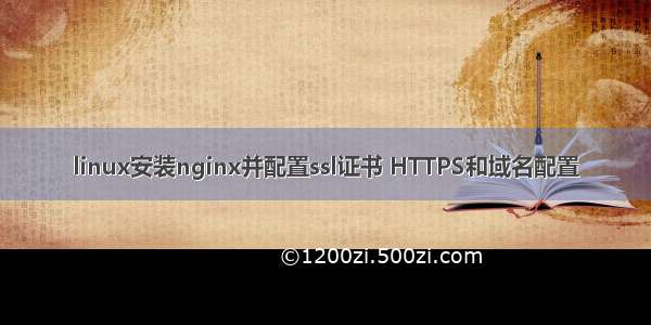 linux安装nginx并配置ssl证书 HTTPS和域名配置