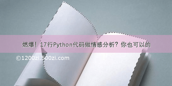 燃爆！17行Python代码做情感分析？你也可以的