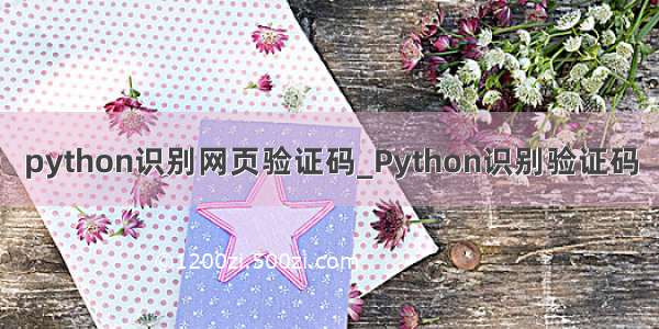 python识别网页验证码_Python识别验证码