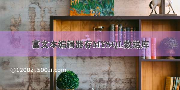 富文本编辑器存MYSQL数据库