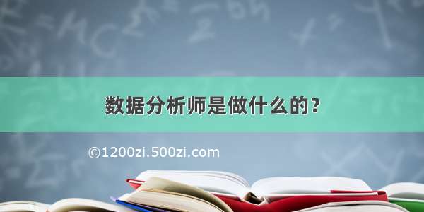 数据分析师是做什么的？