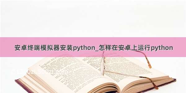 安卓终端模拟器安装python_怎样在安卓上运行python