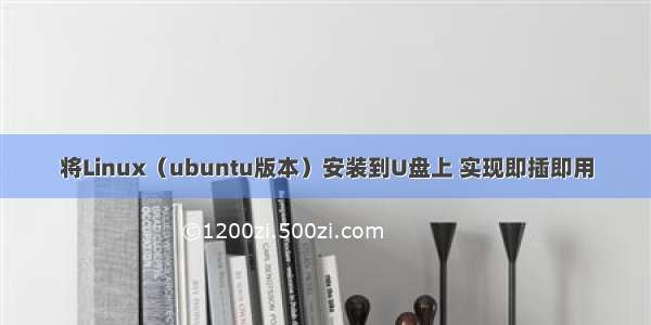 将Linux（ubuntu版本）安装到U盘上 实现即插即用