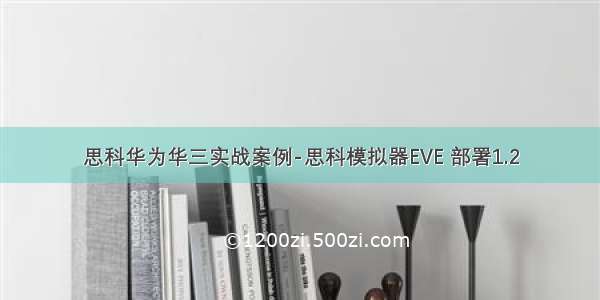 思科华为华三实战案例-思科模拟器EVE 部署1.2