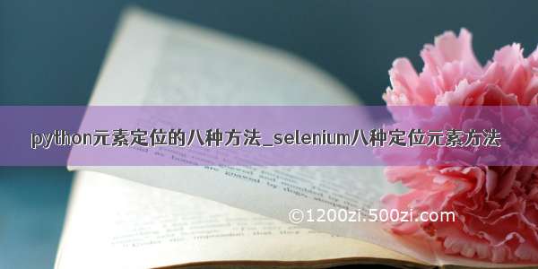 python元素定位的八种方法_selenium八种定位元素方法