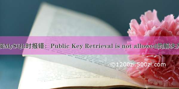 连接MySQL时报错：Public Key Retrieval is not allowed的解决方法