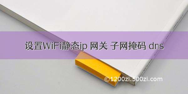 设置WiFi静态ip 网关 子网掩码 dns