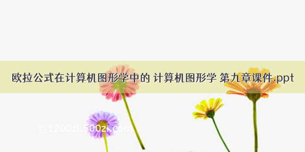 欧拉公式在计算机图形学中的 计算机图形学 第九章课件.ppt