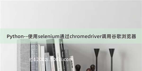 Python--使用selenium通过chromedriver调用谷歌浏览器