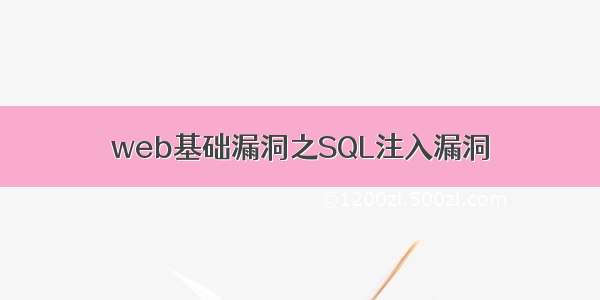 web基础漏洞之SQL注入漏洞