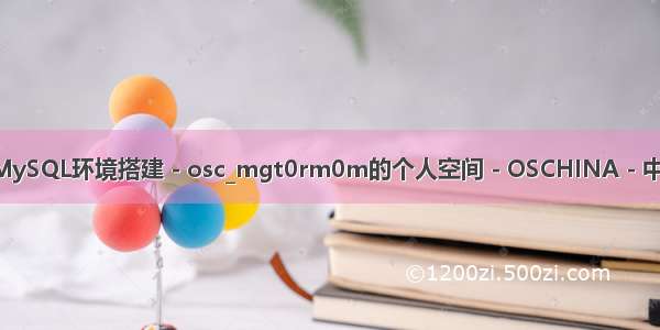 空间搭建mysql环境_MySQL环境搭建 - osc_mgt0rm0m的个人空间 - OSCHINA - 中文开源技术交流社区...