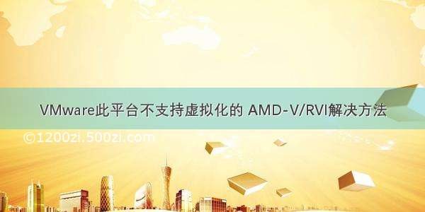 VMware此平台不支持虚拟化的 AMD-V/RVI解决方法