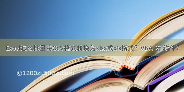 Excel怎么批量将CSV格式转换为xlsx或xls格式？VBA 宏 软件？