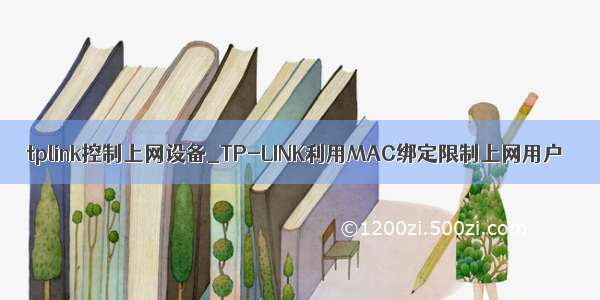 tplink控制上网设备_TP-LINK利用MAC绑定限制上网用户