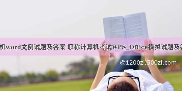 计算机word文例试题及答案 职称计算机考试WPS_Office模拟试题及答案1