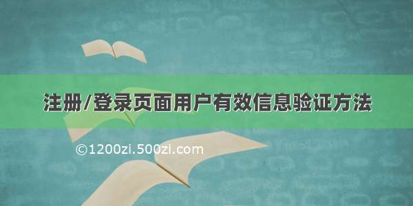 注册/登录页面用户有效信息验证方法