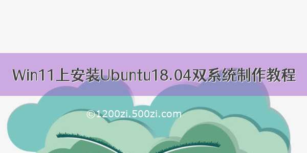 Win11上安装Ubuntu18.04双系统制作教程