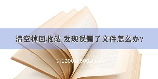 清空掉回收站 发现误删了文件怎么办？