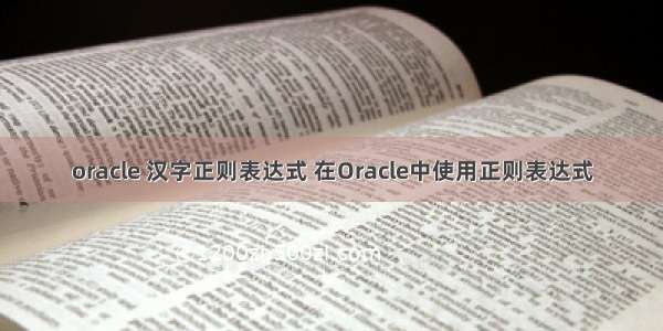 oracle 汉字正则表达式 在Oracle中使用正则表达式